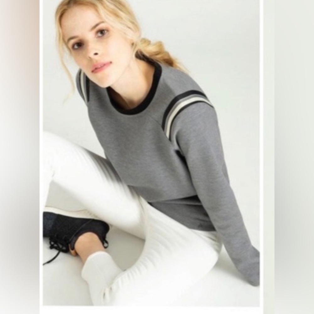 NWT Aether Grey Pullover Sweater Athletic Stripe Detail XS